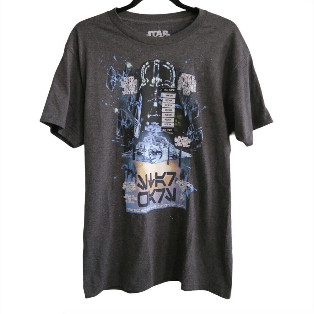 NEW Gray Star Wars Graphic Tee Arubesh Empire Tee Short Sleeve Unisex Hot‎ Topic